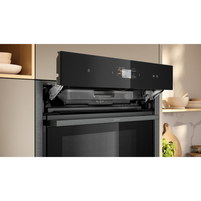 Neff N90 B64VS71G0B Single Slide & Hide Pyrolytic Oven w/Steam - Black w/Graphite Trim Image 3