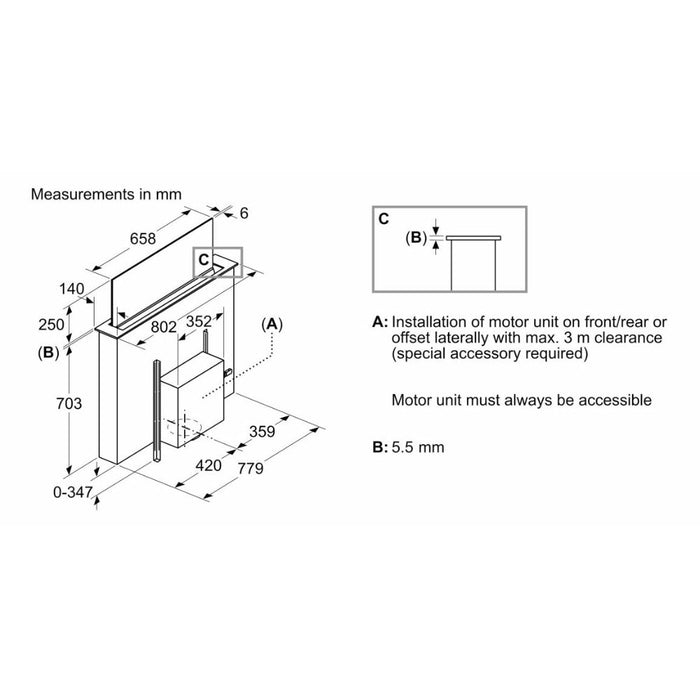 Neff N90 I98WMM1S7B 90cm Glass Downdraft Extractor - Black & Clear Glass Image 7
