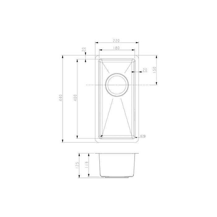 Prima+ 0.5B R10 Inset/Undermount Sink - St/Steel Image 3