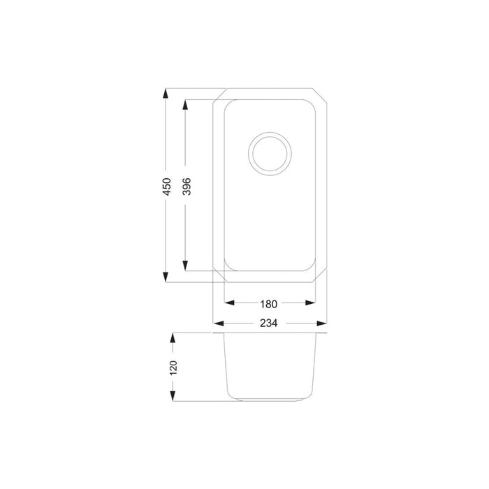 Prima+ 0.5B R25 Undermount Sink - St/Steel Image 3