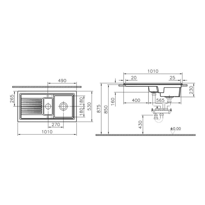 Prima 1.5B 1D Reversible Ceramic Sink Image 2
