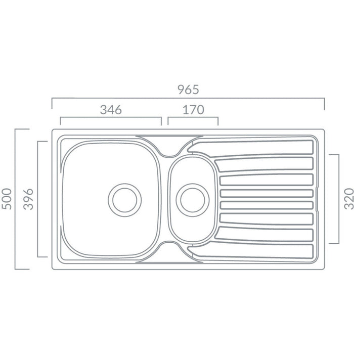 Prima 1.5B 965x500mm St/Steel Sink & Single Lever Tap Pack Image 5