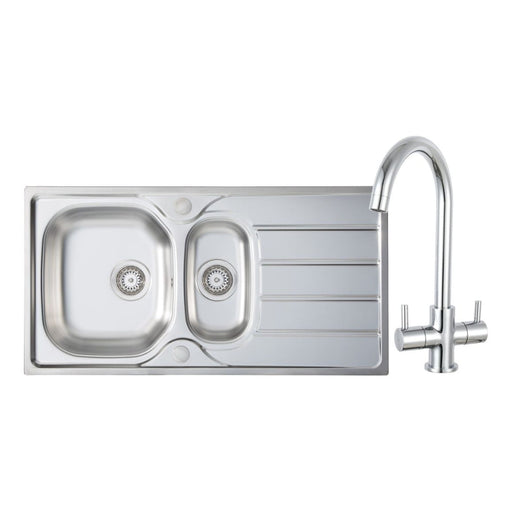 Prima 1.5B Inset Sink & Staten Tap Pack - St/Steel & Chrome Image 1