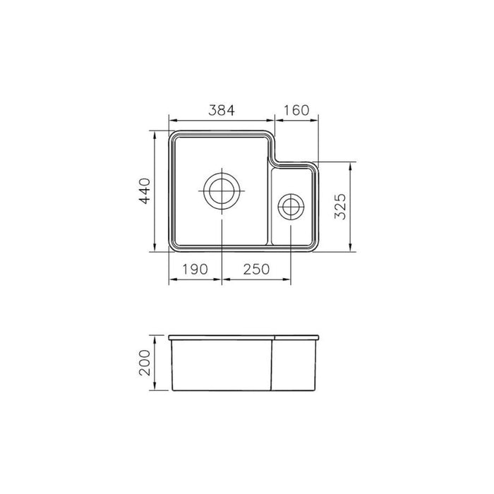 Prima 1.5B LHMB Undermount Ceramic Sink (Inc. Waste) - White Image 2