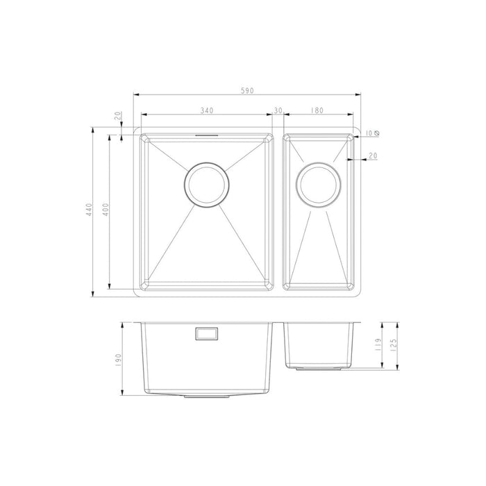 Prima+ 1.5B R10 LH Inset/Undermount Sink - St/Steel Image 3