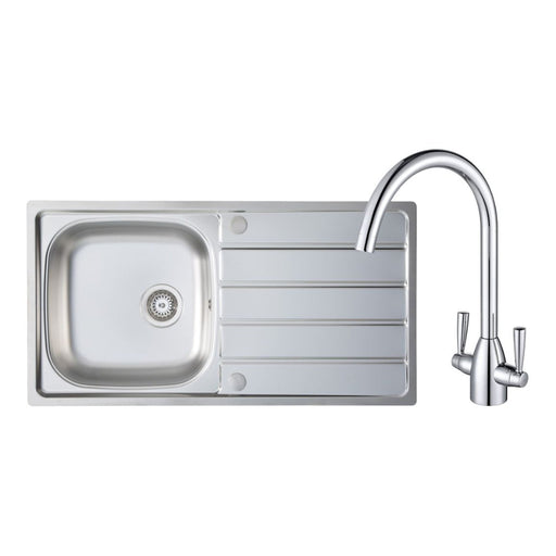Prima 1B Inset Sink & Chelsea Tap Pack - St/Steel & Chrome Image 1
