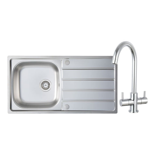 Prima 1B Inset Sink & Staten Tap Pack - St/Steel & Chrome Image 1