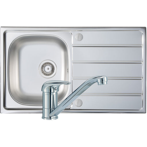 Prima 1B St/Steel Sink & Single Lever Tap Pack Image 1