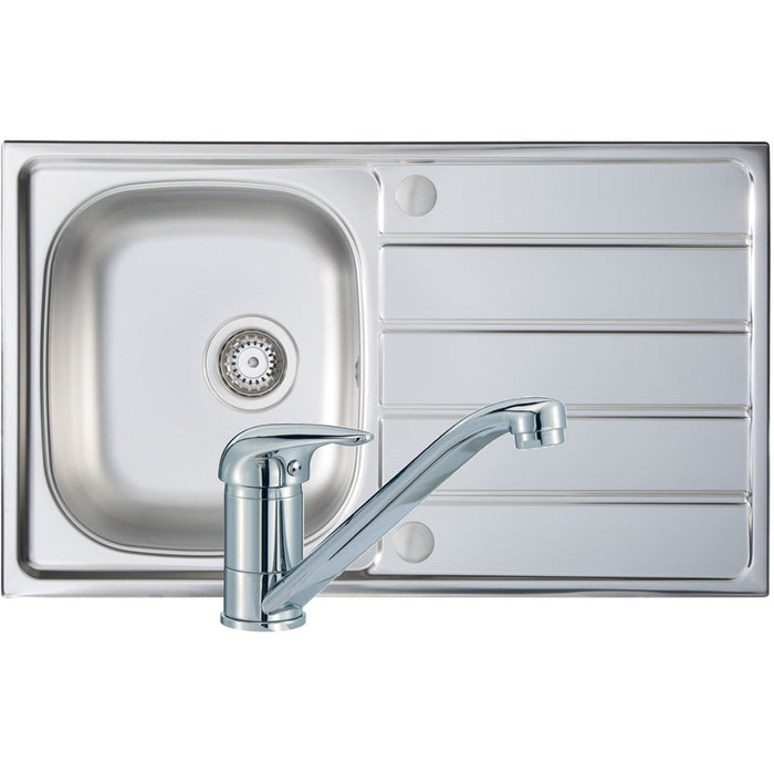 Prima 1B St/Steel Sink & Single Lever Tap Pack Image 1