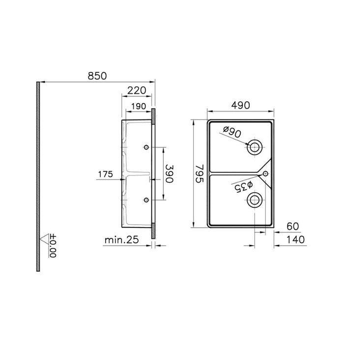 Prima 2B Belfast Ceramic Sink (Inc. Waste) - White Image 2