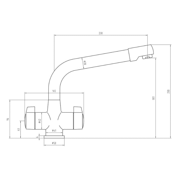 Prima Classic Dual Lever Quarter Turn Mixer Tap - Chrome Image 3