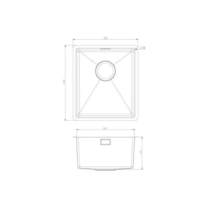 Prima+ Compact 1.0B R10 Inset/Undermount Sink - St/Steel Image 3