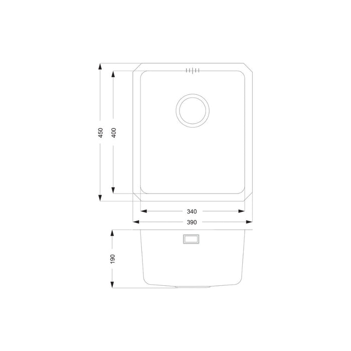 Prima+ Compact 1.0B R25 Undermount Sink - St/Steel Image 3