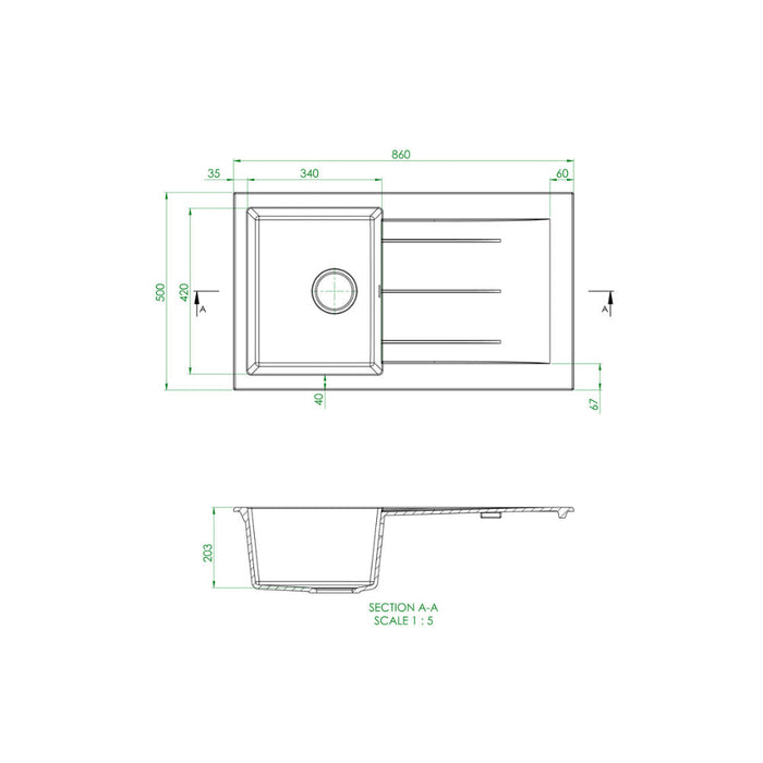Prima+ Compact Granite 1B & Drainer Inset Sink Image 6
