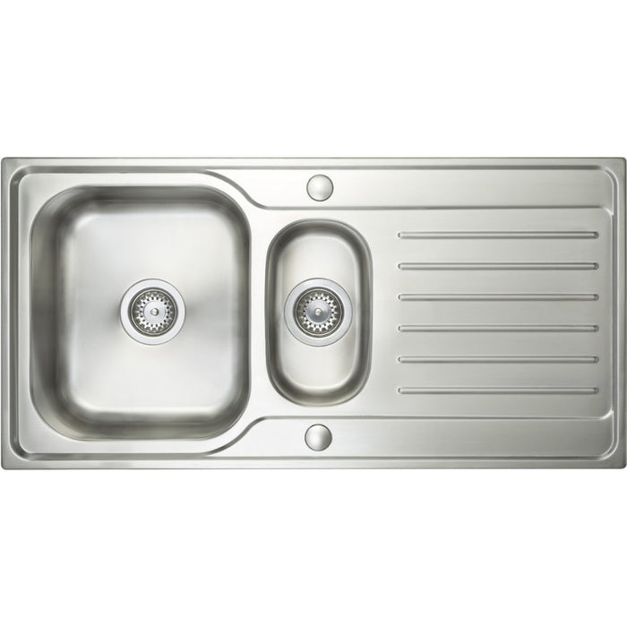 Prima Deep 1.5B & Drainer Inset Sink - Polished Steel Image 1