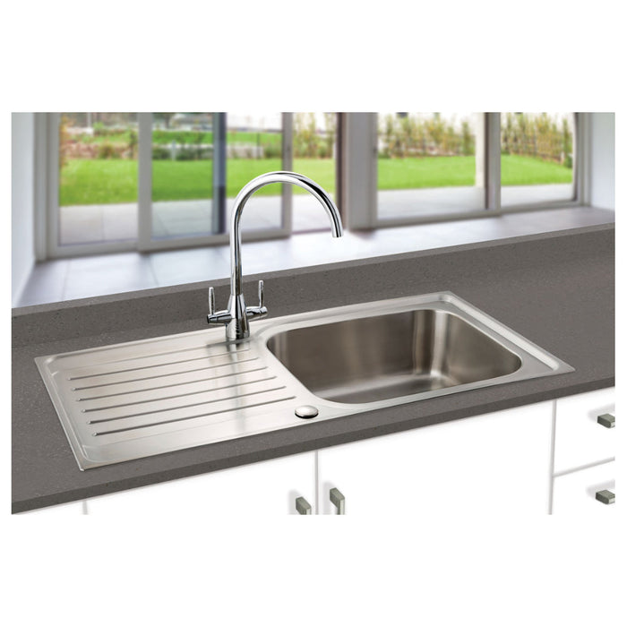 Prima Deep 1B & Drainer Inset Sink - Polished Steel Image 2