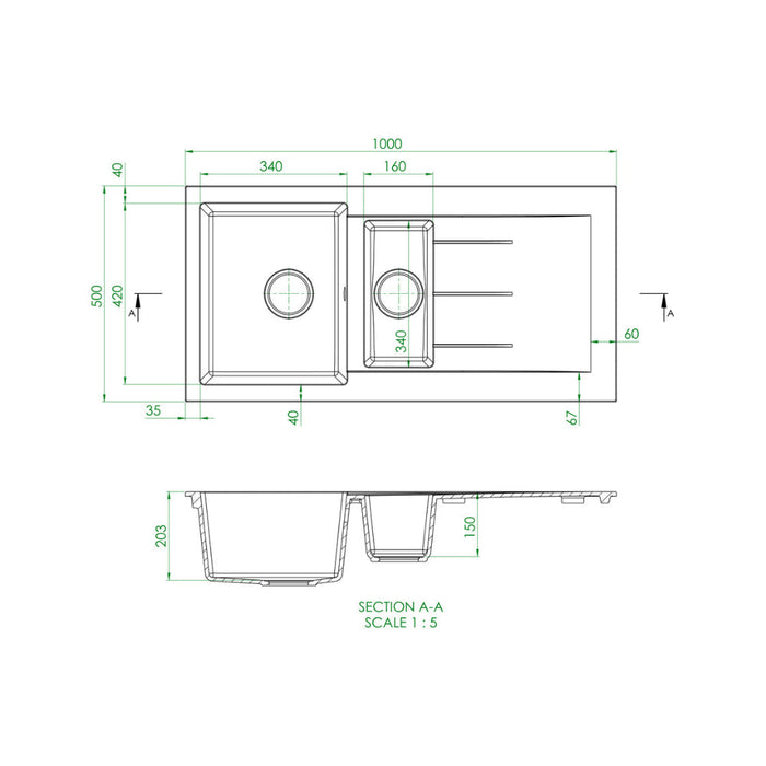 Prima+ Granite 1.5B & Drainer Inset Sink Image 6