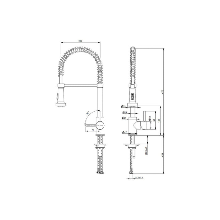 Prima+ Mosa Professional Single Lever Double Jet Mixer Tap - Chrome Image 3