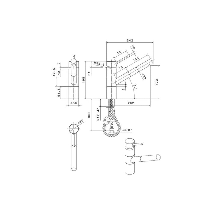Prima+ Murray Single Lever Mixer Tap w/Pull Out - Chrome Image 3