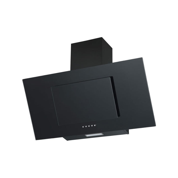 Prima PRAE0036 90cm Angled Chimney Hood - Black Glass Image 1