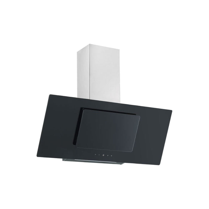Prima PRAE0042 90cm Angled Chimney Hood - Black Glass Image 1