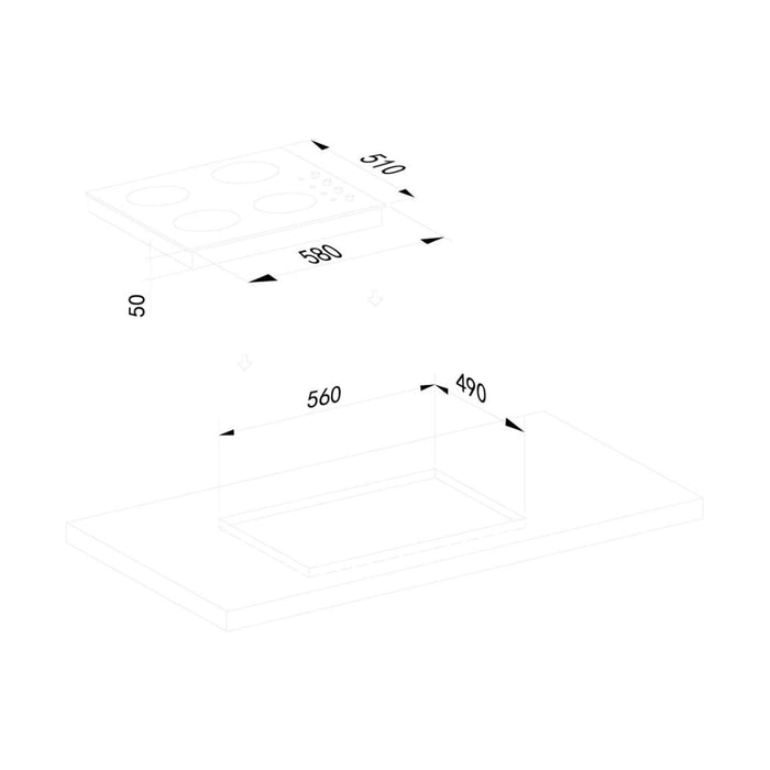 Prima PRCEH114 60cm Ceramic Hob - Black Image 2