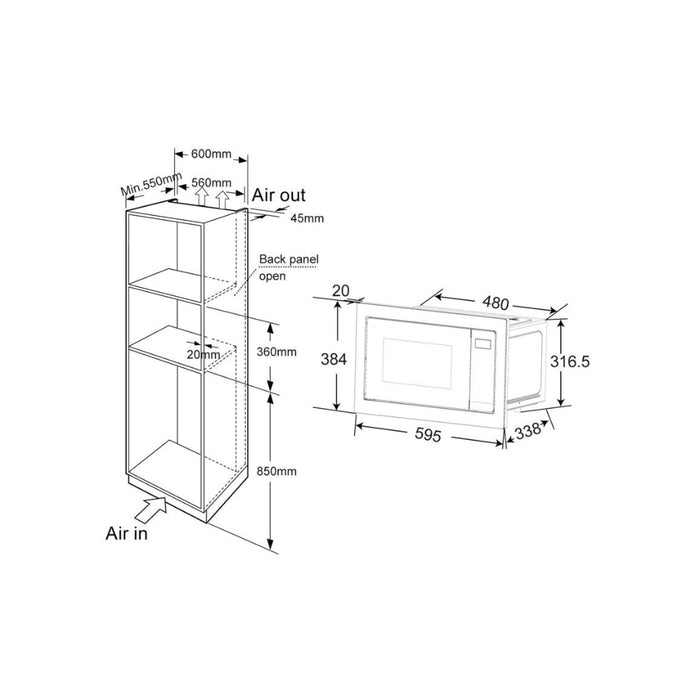 Prima PRCM210 Framed B/I 800W Microwave & Grill - St/Steel Image 2