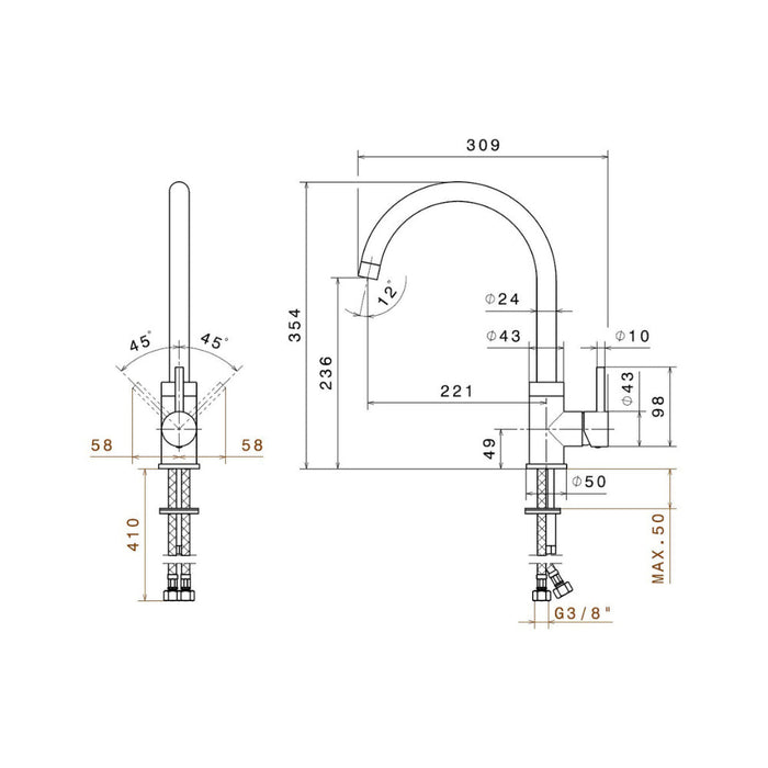 Prima+ Riace Single Lever Round Mixer Tap - Chrome Image 3