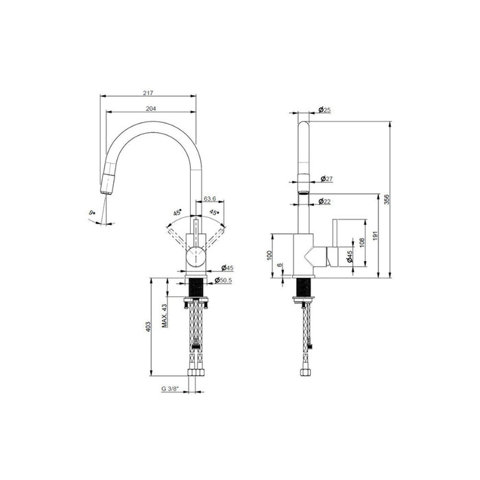 Prima+ Tiber Single Lever Mixer Tap w/Pull Out - St/Steel Image 4