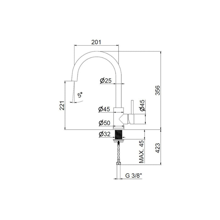 Prima+ Tiber Single Lever Round Mixer Tap - St/Steel Image 3