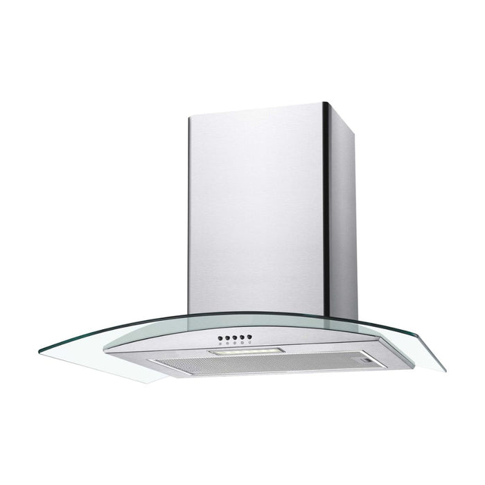 Unbranded CGM70NX 70cm Curved Glass Chimney Hood - St/Steel & Glass Image 1