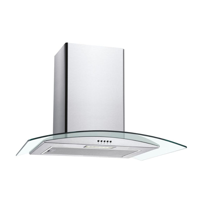 Unbranded CGM70NX 70cm Curved Glass Chimney Hood - St/Steel & Glass Image 2