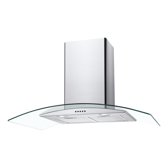 Unbranded CGM90NX/1 90cm Curved Glass Chimney Hood - St/Steel & Glass Image 1