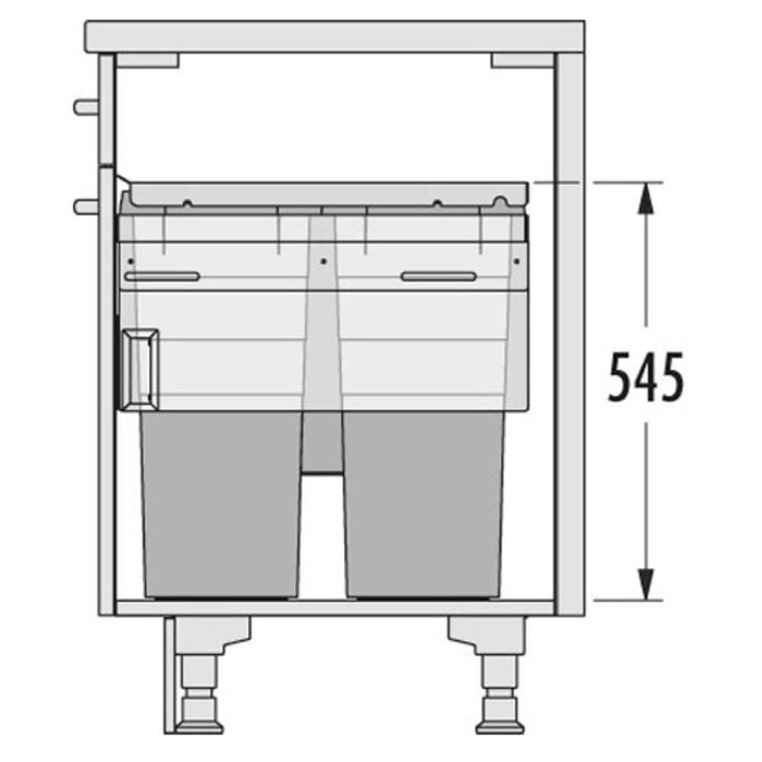 Hafele Pull Out 2x 38 & 1x 12 and 1x 2.5 Litre Waste Bin