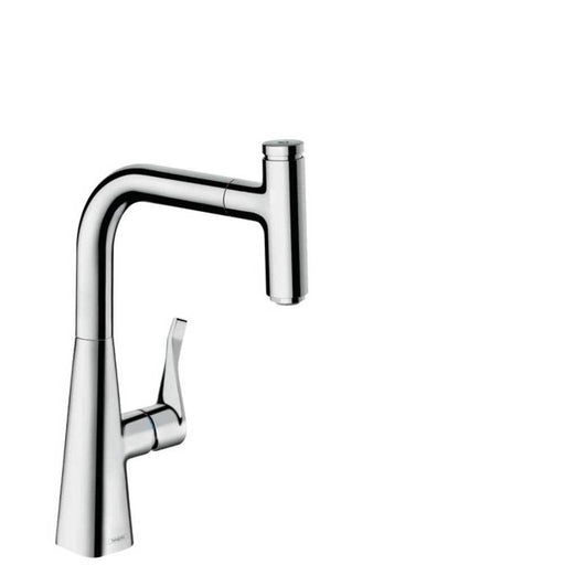 Hansgrohe Metris Select M71 - Single Lever Kitchen Mixer 240 with Pull-Out Spout and Sbox, Single Spray Mode - Unbeatable Bathrooms