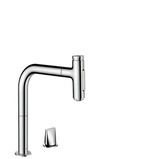 Hansgrohe Metris Select M71 - 2-Hole Single Lever Kitchen Mixer 200 with Pull-Out Spray and Sbox, 2 Spray Modes - Unbeatable Bathrooms