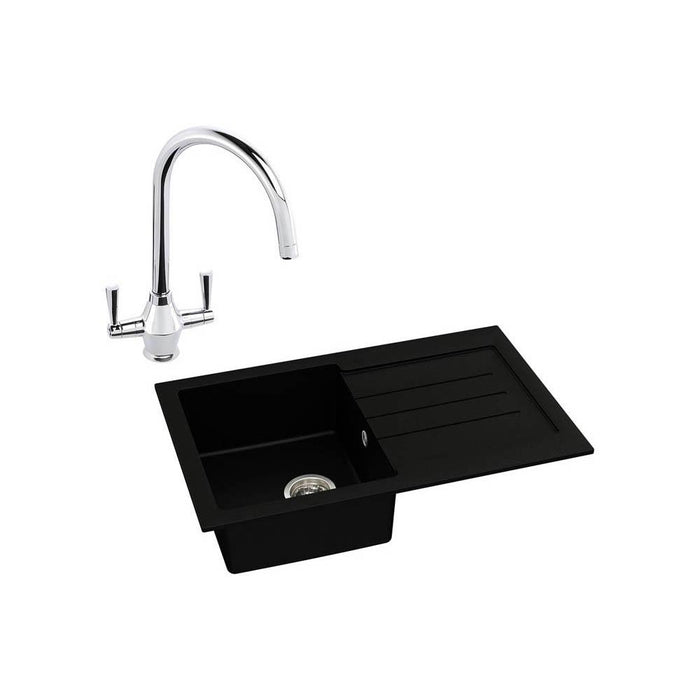Abode Xcite 1 Bowel Inset Black Metallic Sink & Tap Pack Additional Image - 6