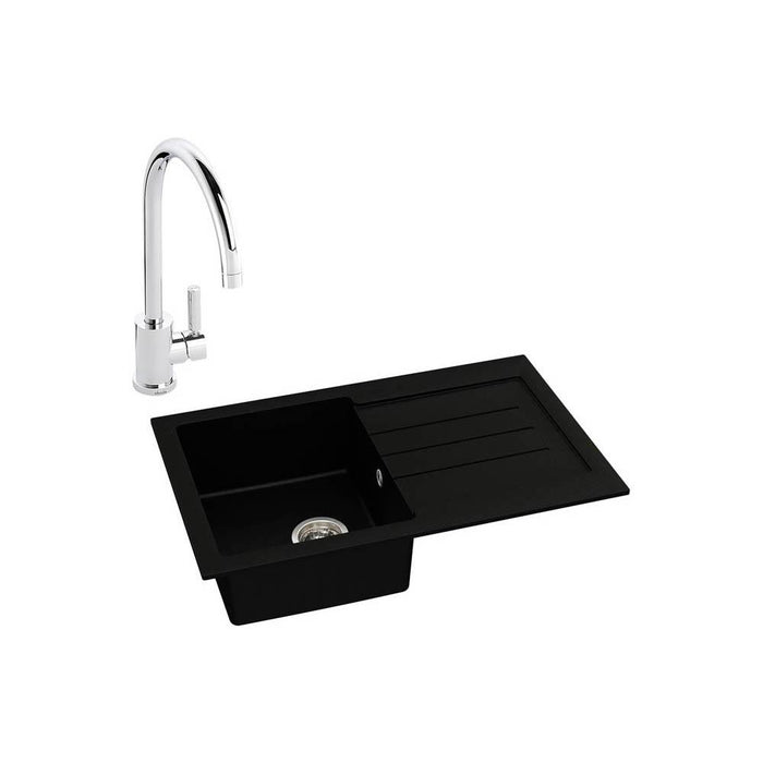 Abode Xcite 1 Bowel Inset Black Metallic Sink & Tap Pack Additional Image - 9