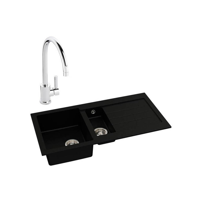 Abode Xcite 1.5 Bowel Inset Black Metallic Sink & Tap Pack Additional Image - 9