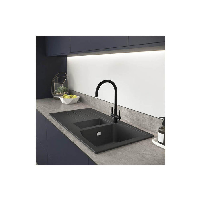 Abode Oriel 1.5 Bowel Inset Black Granite Sink & Tap Pack Additional Image - 3