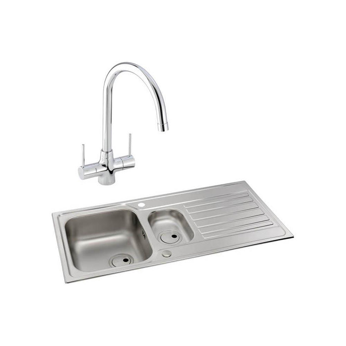 Abode Connekt 1.5 Bowel Inset Stainless Steel Sink & Tap Pack