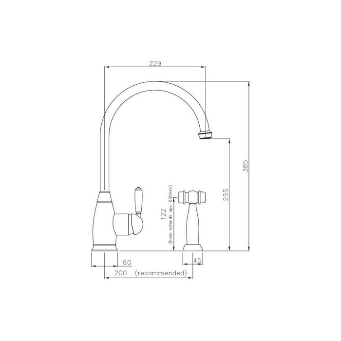 Abode Astbury Single Lever Mixer Tap with Handspray Additional Image - 3