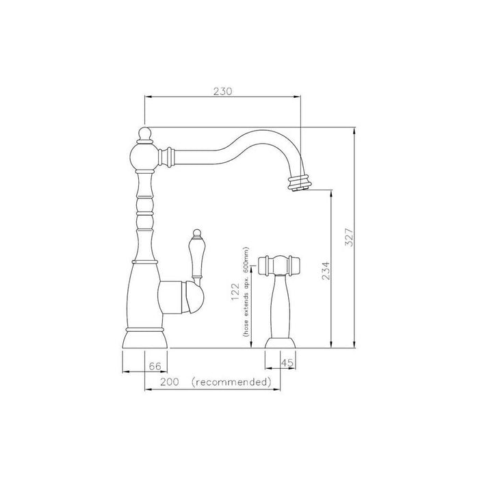 Abode Bayenne Single Lever Mixer Tap with Handspray Additional Image - 2