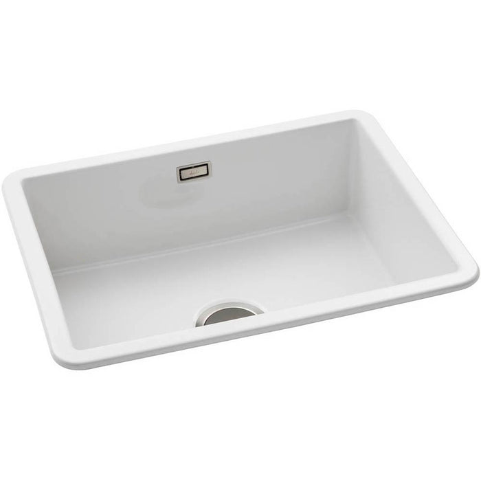 Abode Sandon Large 1 Bowel White Ceramic Undermount/Inset Kitchen Sink Additional Image - 1