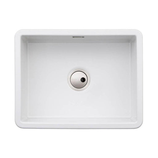 Abode Sandon Large 1 Bowel White Ceramic Undermount/Inset Kitchen Sink