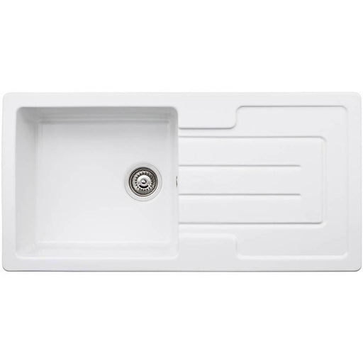Abode Acton 1 Bowel & Drainer Ceramic Inset Sink - White
