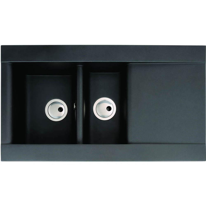 Abode Aspekt 1.5 Bowel & Drainer Granite Inset Sink - Black Metallic