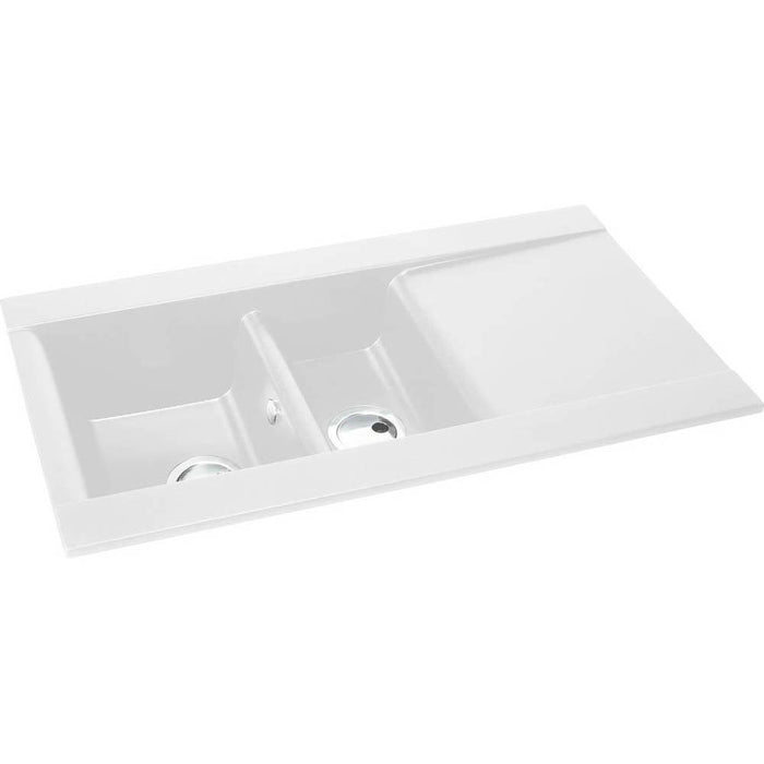 Abode Aspekt 1.5 Bowel & Drainer Granite Inset Sink - White Additional Image - 1