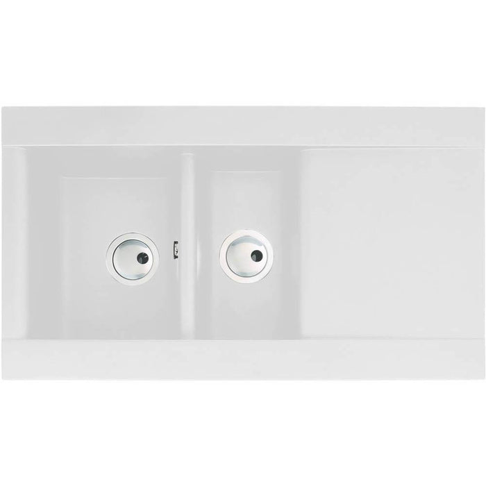 Abode Aspekt 1.5 Bowel & Drainer Granite Inset Sink - White