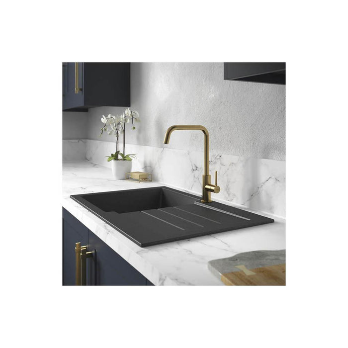 Abode Xcite 1 Bowel & Drainer Granite Inset Sink - Grey Metallic Additional Image - 2